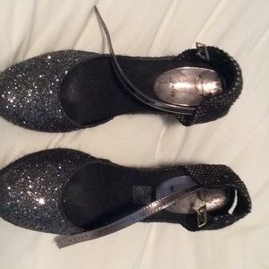 Black glitter espadrilles